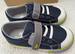 See Kai Run Alex Navy Canvas Hook & Loop Sneaker Unisex Toddler KSN400U230 Sz 9