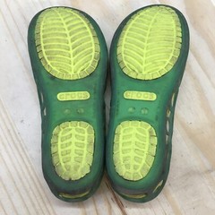 Crocs Shoes Youth J1 Slip On Flats Green Perforated Peep Toe Casual Comfort