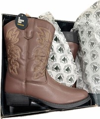 NIB Deer Stags Youth Ranch Pull on Western Cowboy Boot Dark Brown Size 2 M
