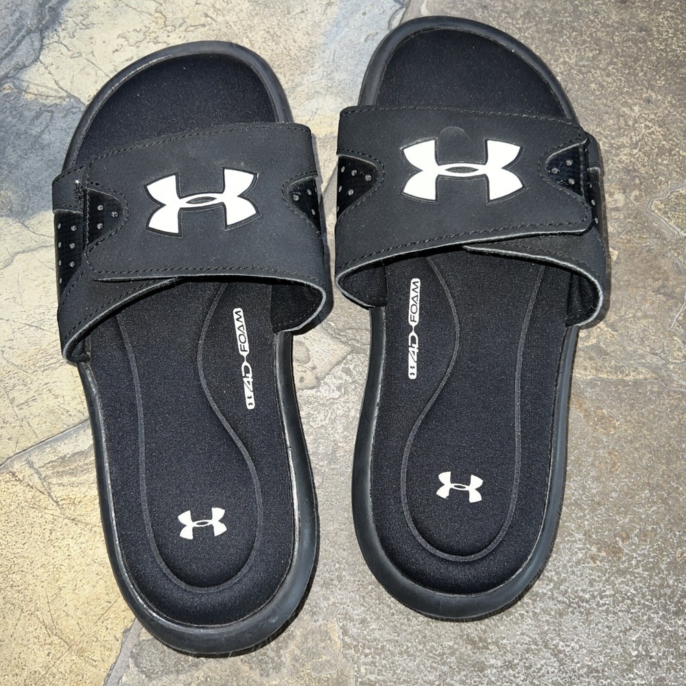 Under Armour Kids Ignite Slides Size 11k Foam Padded Sandals Black US 3Y