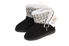 Muk Luks Boots Kids Size 12 Black Chevron Knit Faux Fur Ankle Winter 16125