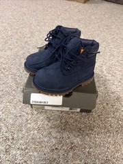 Timberland 6 Inch PREMIUM Boot BLUE Nubuck TB 03783A 484 Kids TD NEW Size 6