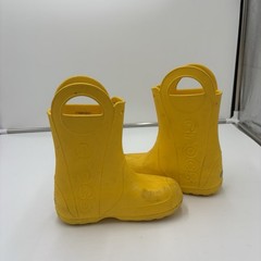 Crocs Kids Youth Handle It Rain Boots Yellow Waterproof Pull On Rubber Size J 1