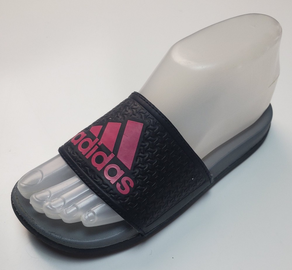 Adidas Youth Size US 2 EU 34 Black, Pink & Gray Cushioned Slide Sandals