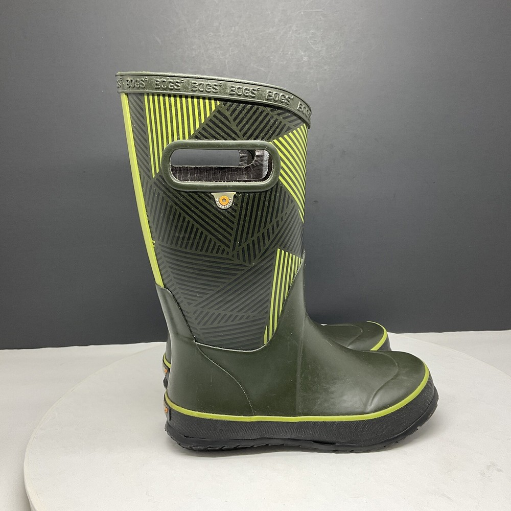 Bogs Boots Kids 12 Rain boots Waterproof Geo Dark Green Lime