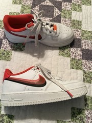 Nike Air Force 1 Low Kids Sneaker White/Orange/Black Leather US 4.5 CW1577-101