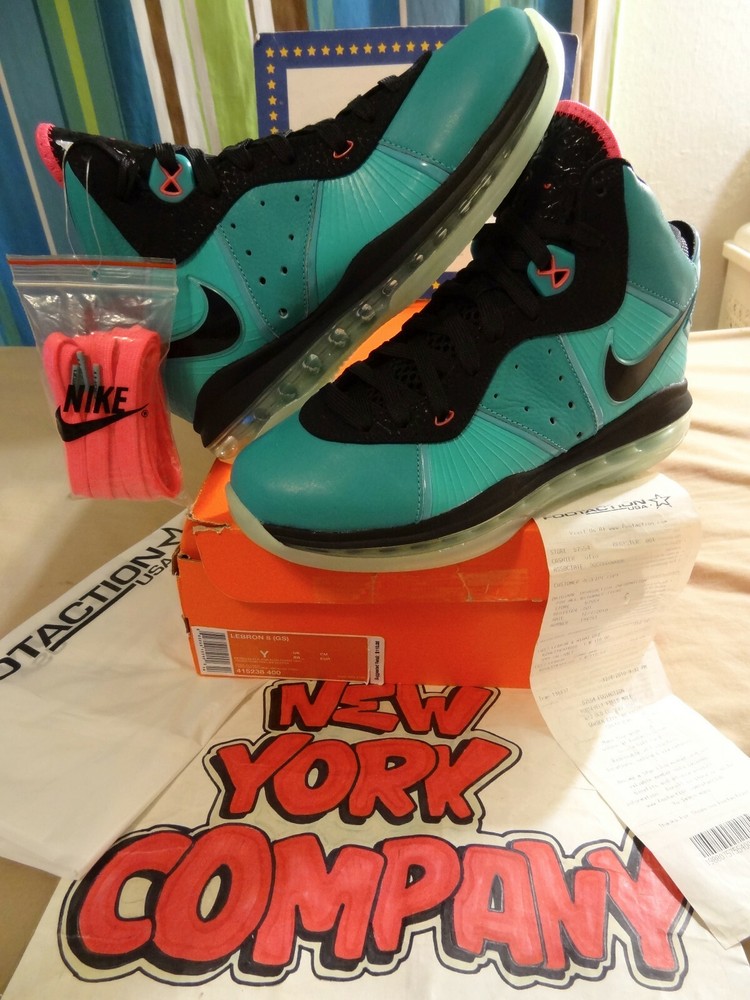 Nike Lebron 8 (GS) „Pre-Heat / South Beach“ Retro/Blk-Pk Flsh-Flnt Gn 415238 400
