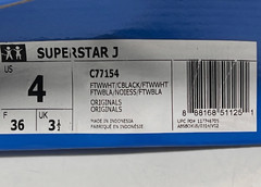 adidas Superstar J White w/ Black Shell Toe Kids Sneakers C77154