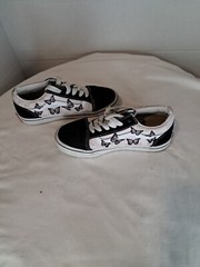 Size 1 (PS) – VANS Old Skool Low Top Butterfly Print Pink Gray Checkers