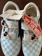 VANS Old Skool V Disney Mickey Mouse Blue Hook & Loop Kids Sneaker US 13