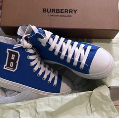 Burberry Mini Jack Canvas High Top Sneakers Blue/White Lace-Up Kids US 3 EU 34