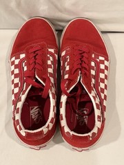 Vans Ward Old Skool Checkerboard Suede Sneakers Youth 5.5 Red Low Top Lace Up