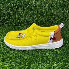 Hey Dude Sponge Bob & Patrick Kids Size 3J Yellow and Coral Casual Shoes 2222