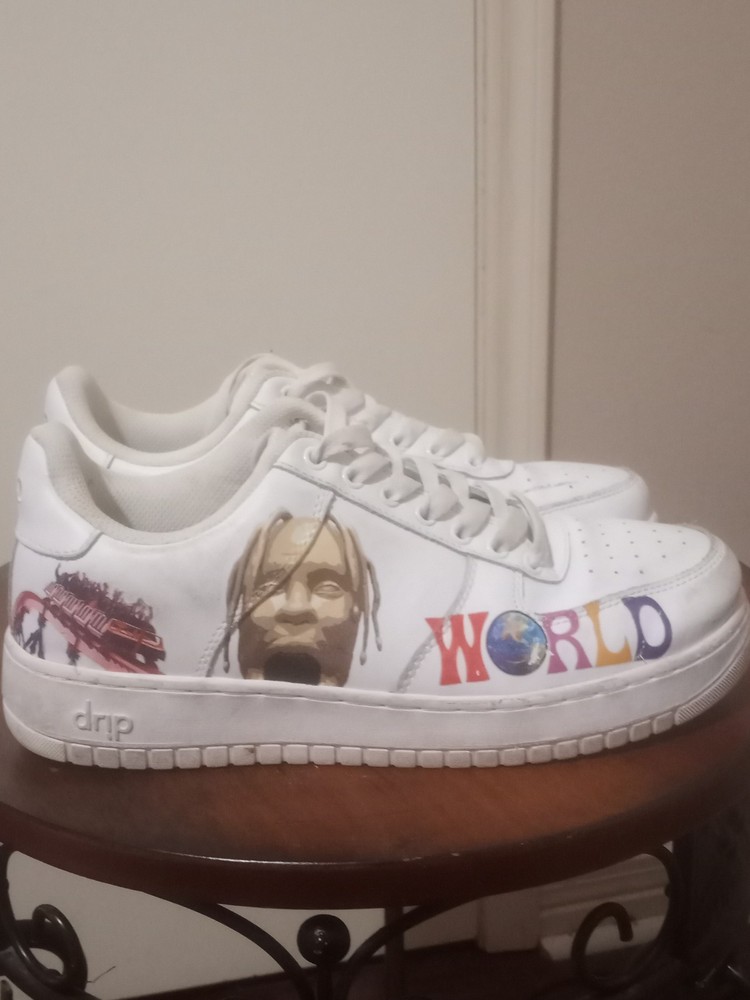 Drip Creationz White Sneakers Youth Size 6.5Y Women’s 8 Lace Up Low Top Shoes