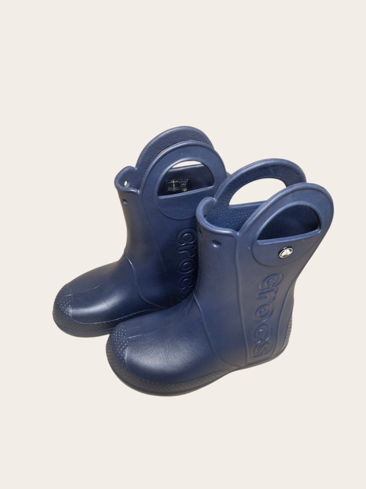 Crocs “Handle-It” Slip On Waterproof Rain Boots Size Kids J1 Navy Blue