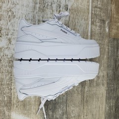 PUMA Karmen II IDOL Kids Shoes Sz 4.5 White Silver Platform Lace Up Sneakers