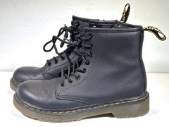 Doc Martens Junior 1460J Softy T Leather Lace Up Boots Black Ankle Zipper • Sz 2
