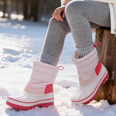 Boys Girls Winter Snow Boots Waterproof Warm Mid-Calf Outdoor Kids Shoes Boots