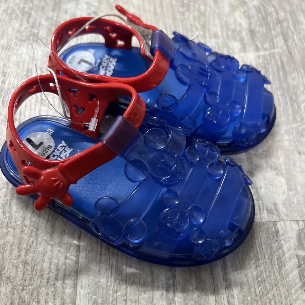 NEW: Mini Melissa Magic + Mickey Mouse Kids BB blue and red jelly sandals Size 7