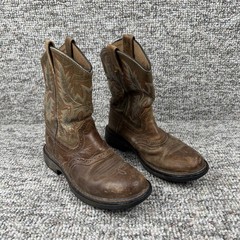 Ariat Leather Boots Youth Size 3 Workhog Cowboy Pull On Brown 10007836