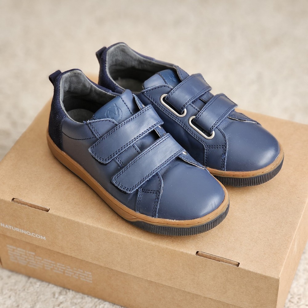Size 12US Kids (EU 29) – Naturino Caleb VL – Navy Leather / Suede / Tan