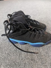 Jordan 6 Rings GS Black University Blue Sneakers 323419-040 Youth Size 4Y