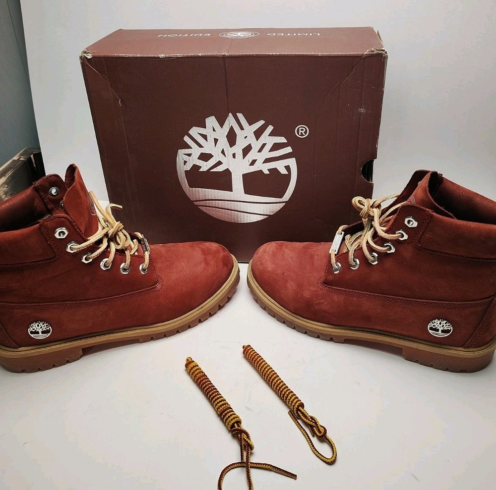 Timberland Premium Boots Burgundy Silver Limited Edition TB0A15J4 Size 6 EXC