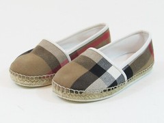 Burberry Kid Check Espadrille Flat – Off White/Tan – 27 (Kid)