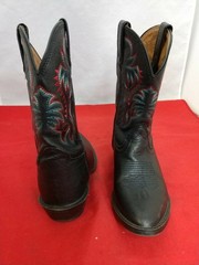 Boys Nocona Cowboy Boots Black With Stitching Detail NEW! Size 1D Style NK3000