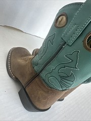Masterson Boot Co. Brown/turquoise Leather Cowboy Boots kids Size 9 Boot