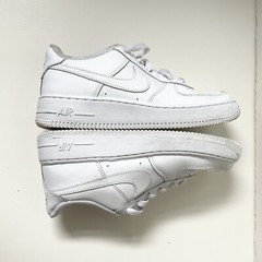 Nike Air Force 1 Low All White Leather Sneakers Trainers Size 6Y