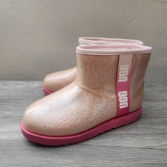 UGG Pink Classic Clear Mini Boots Size 4 Kids Waterproof Faux Shearling Warm