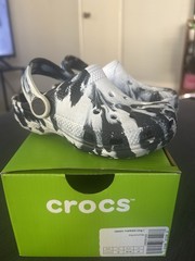 Crocs Classic Marbled Clog Size 9c White/black