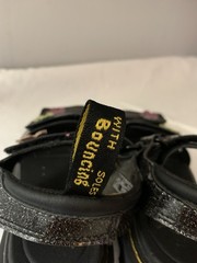 Doc Dr. Martens Kids Black Glitter Klaire J Sandals With Flowers Size 3