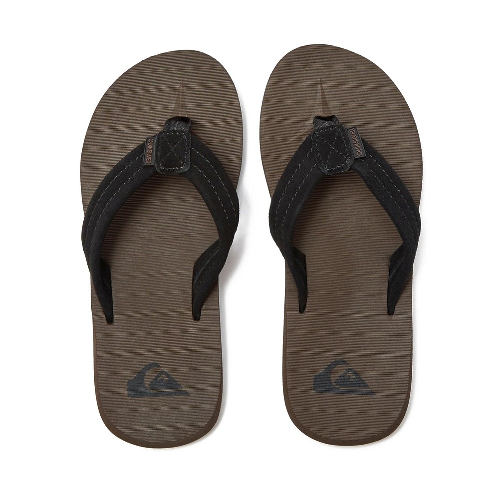 Quiksilver Boy’s Carver Suede Fixed Strap Kids Flip Flop Sandal Brown Size 13