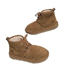 Ugg Neumel II Ankle Chukka Boots Kids Size 2 Chestnut Suede Lace Up Lined
