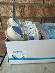 Carter’s White LIGHT UP Sneakers with Pink, Blue & Lavender Stripe Accents