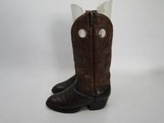 Custom Made Youth Sz 4 EE Brown Leather Lizard Skin Print Buckaroo Cowboy Boots