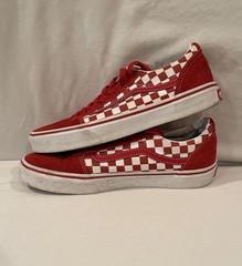 Vans Ward Old Skool Checkerboard Suede Sneakers Youth 5.5 Red Low Top Lace Up