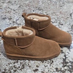 Bearpaw Brown Suede Fur Lined Ankle Bootie Unisex Kids Size 5