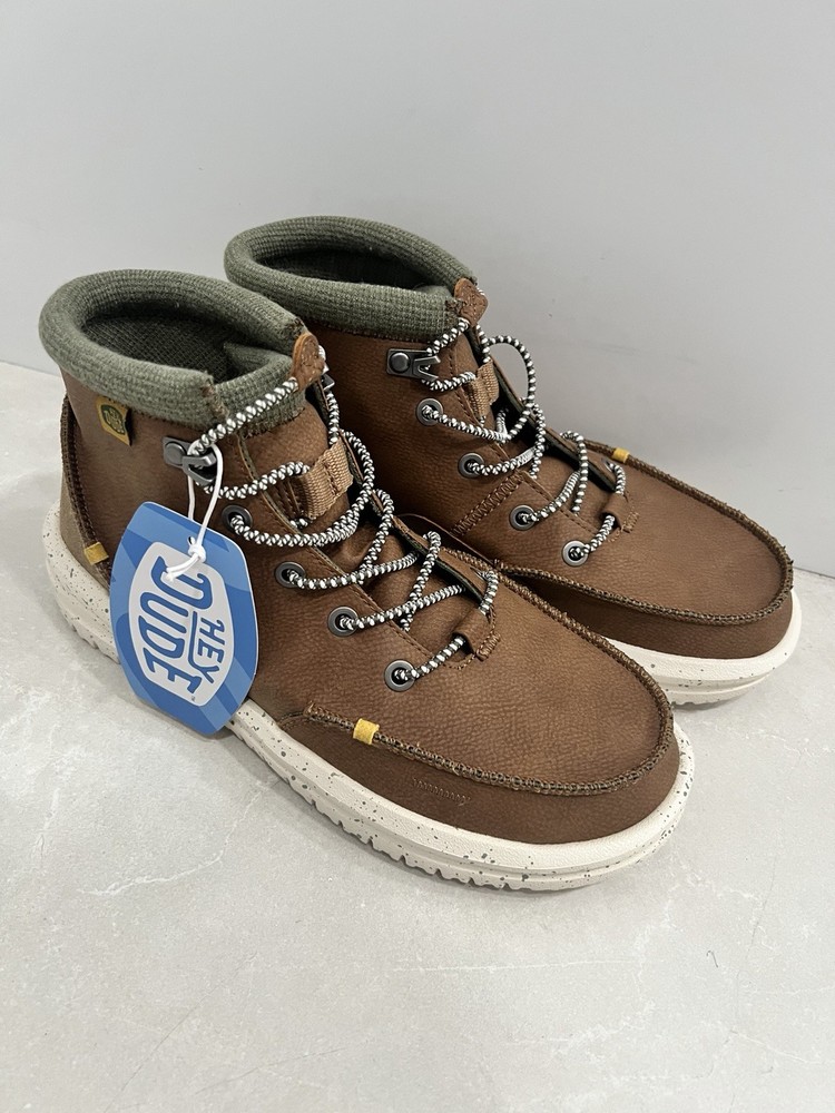 Hey Dude Bradley Boot Youth Size 6 Walnut Brown Lace Up Casual Boots New No Box