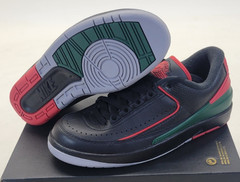 Nike Air Jordan 2 Retro Low GS „Christmas“ Black Red Green Youth Sz 6 FJ6869-006