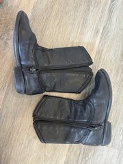 Frye Carson Pull On Kids Western Boots Black Leather Zip Mid-Calf Round 8.5