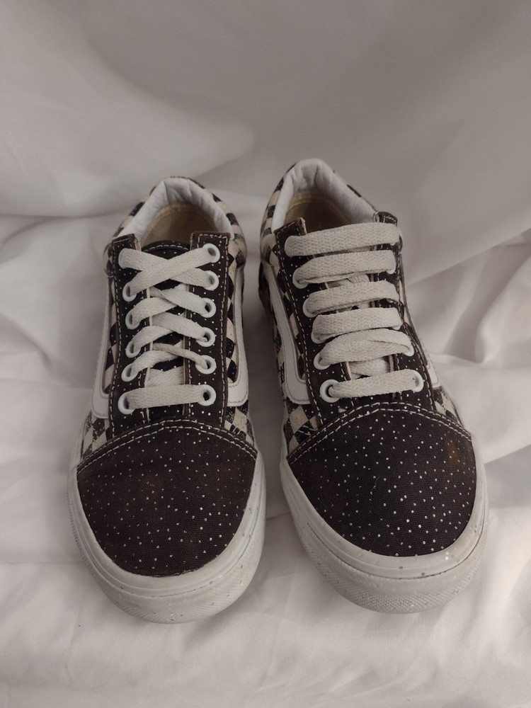 Van’s Off The Wall Distressed Checked Kids Skate Board Sneakers