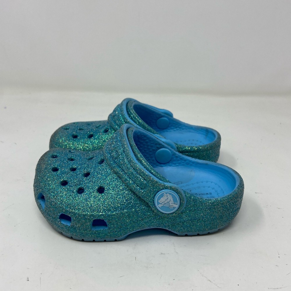 Crocs Kids Classic Glitter Clog Blue (C6)