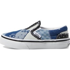 Vans Kids Classic Slip On Sneaker Patchwork Denim Navy/True White Size 11.5K NEW