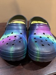 Crocs Classic Lined Clogs J 2 Kids Aurora Tie Dye Fuzzy Lined Slip On Shoes J2