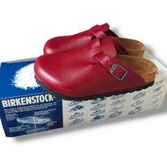 Birkenstock Boston Leather Bordeaux Soft Gloss Slip On Kids Clog Sandals US 10