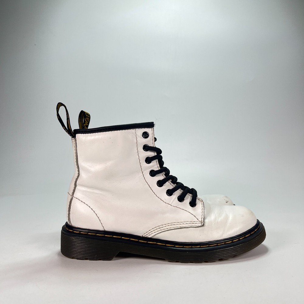 Dr. Martens 1460 White Leather Side Zip 8-Eyelet Lace Up Combat Boots Youth Sz 2