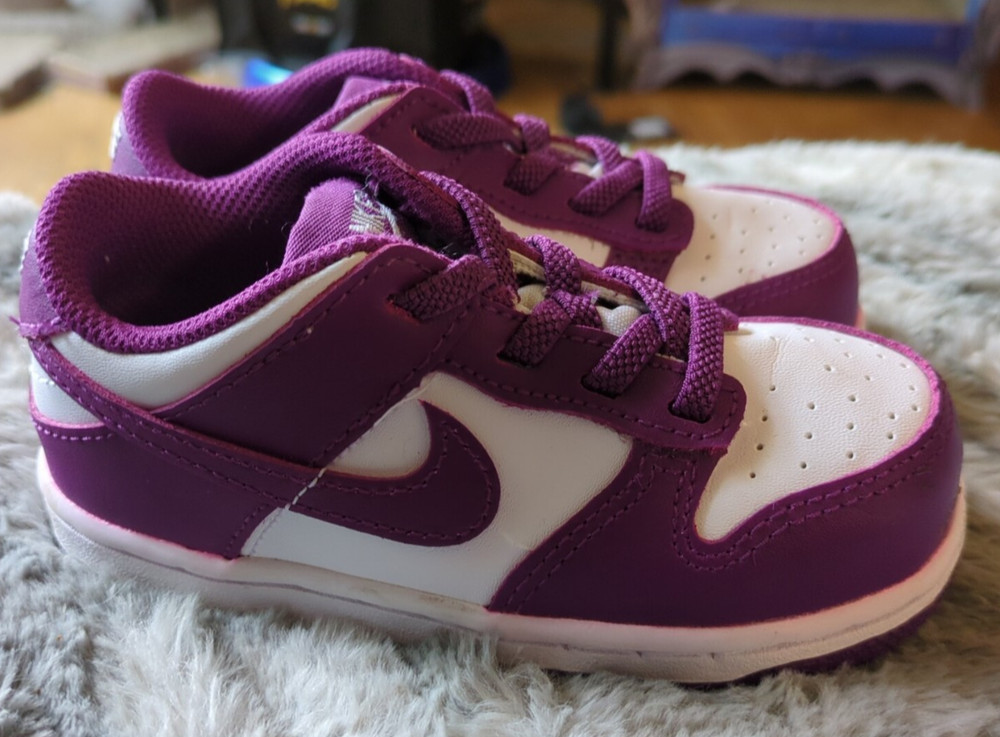 Nike Dunk Retro Low Viotech Purple White TD Toddler Shoes FB9107-110 Size 8C